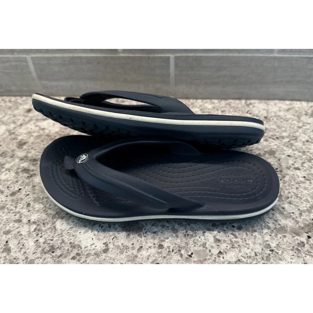 Kids Navy Blue and White Crocs Flip Flops‎